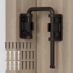 lot 31132 image: SecureLatch Sliding Door Loop Lock, 2.36 Inch Stainless Steel Patio Door Latch for Window, Barn, Garden, Fence, Shed, Closet, Double Gate - 90180 Degree Installation U-Bolt Lock (Black-1PC) - Retail $10