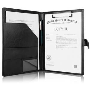 lot 31162 image: Tiankool Padfolio Portfolio Folder Binder -Faux Leather Portfolio Folder with Cover for A4 Notepad Holder, Business Portfolio for Resume, Legal Pad, Interview, Letter-size Padfolio for WomenMen,Black - Retail $14