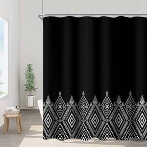 lot 31174 image: Umpoo Bohemian Style Shower Curtains White Boho Geometric Pattern Modern Simple Bathroom Decor Waterproof Polyester Fabric 60x72 Inch Shower Curtains Sets with Hooks - Retail $16