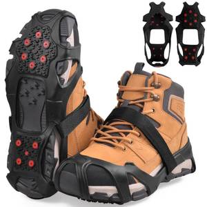 lot 31179 image: Ice Cleats for Shoes and Boots Tungsten Crampons Non-Slip Shoe Spikes Grippers for Snow and Ice Traction Cleats with Reflective Heel Slip-on Snow Cleats for Men Women Winter Walking - Retail $17