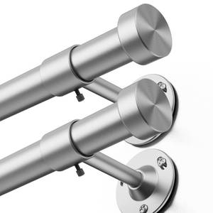 lot 32560 image: YaFex 2 Pack Heavy Duty Curtain Rods 32-120 Inch, 1 Inch Adjustable Curtain Rod for Windows, Silver Long Window Treatment Rods Set with Aluminium Finials, Modern Design - Retail $51