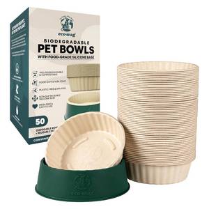 lot 32568 image: EcoWag 50-Pack 28oz Disposable Pet Bowls with Food-Grade Silicone Base Biodegradable, Hygienic Feeding System for Dogs & Cats, Compostable Paper Bowls Help Support Oral Health with Cleaner Mealtime - Retail $23