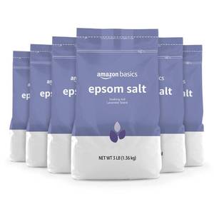 lot 62117 image: Amazon Basics Epsom Salt Soaking Aid, Lavender Scented, 3 Pound, 6-Pack (Previously Solimo) - Retail $25