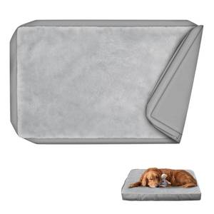 lot 62662 image: Explore Land Waterproof Dog Bed Cover Machine Washable Fluffy Dog Bed Replacement Cover for 48 Inch Crate, 48Lx30Wx4H inch, Gray - Retail $35