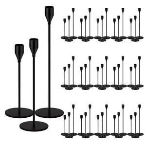 lot 62663 image: 48 Pack Candle Holders Taper Candle Holders Tall Metal Candle Stands Holders for Table Centerpiece Modern Pillar & Home Wedding Decor, Matte Black - Retail $71