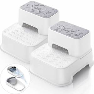 lot 62665 image: 2 Step Toddler Step Stool, Non-Slip Multifunctional Kids Step Stool for Bathroom Sink & Toilet Potty Training,Supports Up to 220 lbs (1 Pack, White) - Retail $30