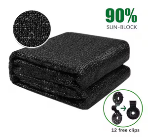 lot 44033 image: 8 ft. x 10 ft. Black 90% Shade Cloth Fabric Sunscreen UV Resistant Mesh Net with Cut Edge - Retail $25