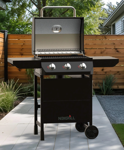 lot 44042 image: 3 Burner Liquid Propane Gas Grill in Black - Retail $179