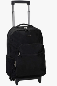 lot 44043 image: Rockland Double Handle 17 Rolling Backpack, Black - Retail $80