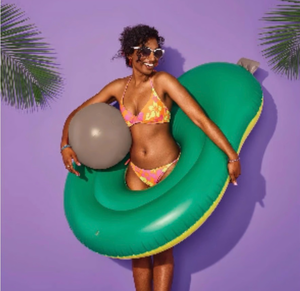 lot 44048 image: Giant Avocado Pool Float with Beach Ball - Retail $15