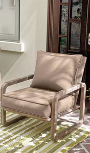 lot 44070 image: 24 in. x 24 in. x 5 in. Square Outdoor Deep Seating Cushion Set Seat and Back Cushion for Chair and Sofa Sand - Retail $95