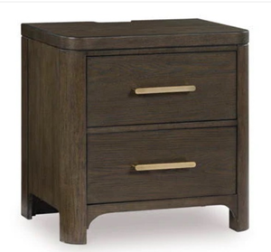 lot 44096 image: Radkin Two Drawer Night Stand Brown Oak - Retail $480