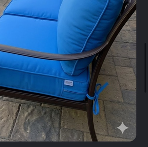 lot 44122 image: Hampton Bay 24x24 CushionGuard Outdoor Lounge Chair Cushions Blue 2 pc - Retail $62