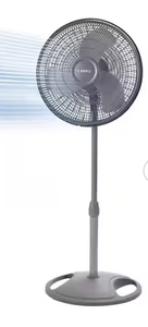 lot 44124 image: Lasko 16 inch 3 Speed Oscillating Pedestal Fan black - Retail $45