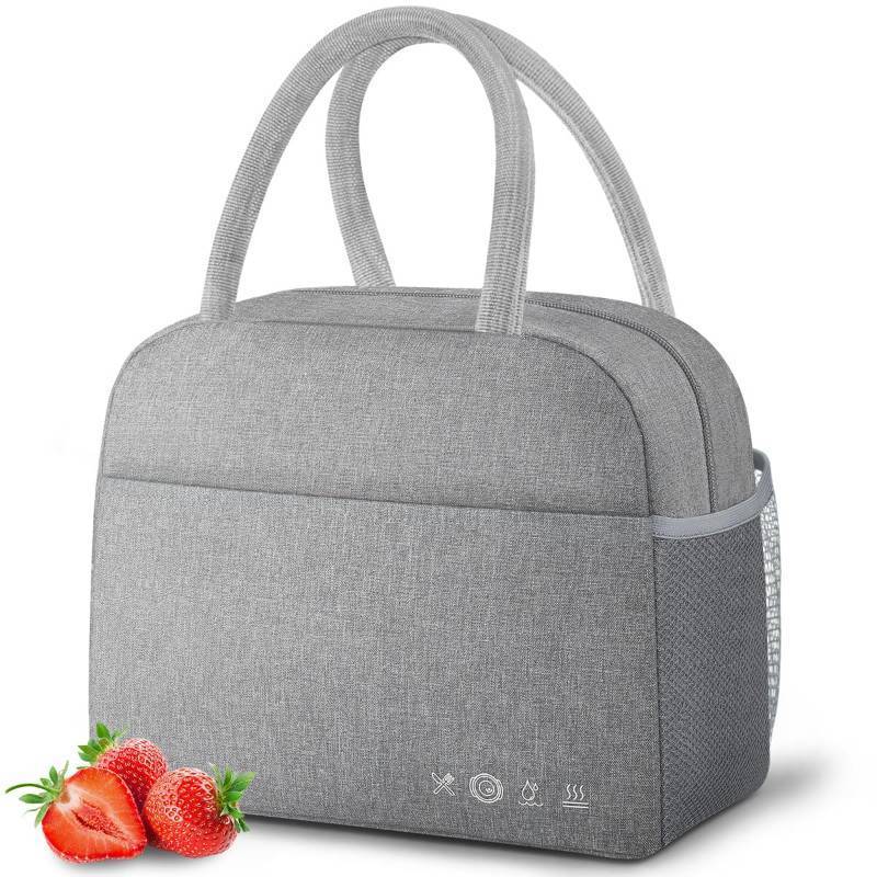 lot 24317 image: DALINDA Lunch Bag Lunch Box for Women Men, Reusable Insulated Cooler Lunch Tote Bags, Leakproof Cute LunchBox Large Capacity for Work Travel Picnic,Grey - Retail $8