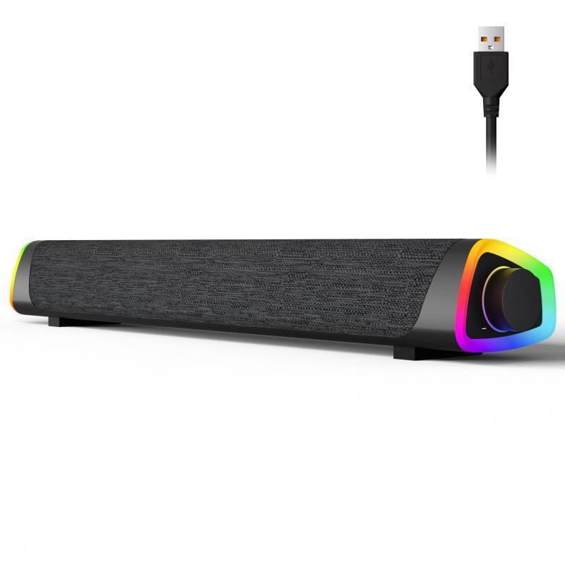 lot 24350 image: SOULION R30 Plus Bluetooth Computer Speakers, All-in-One Control Button with 6 Modes LED Lights PC Speaker, Wired USB Powered Surround Soundbar for Desktop Monitor Laptop Gray - Retail $22