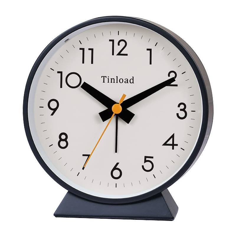 lot 30826 image: Tinload 4.5 Battery Operated Antique Retro Analog Alarm Clock, Small Silent Bedside Desk Clock,Lighted on Demand, Battery Operated, Snooze, for Living Room, Bedroom, Bedside, Desk, Gift Clock - Retail $17
