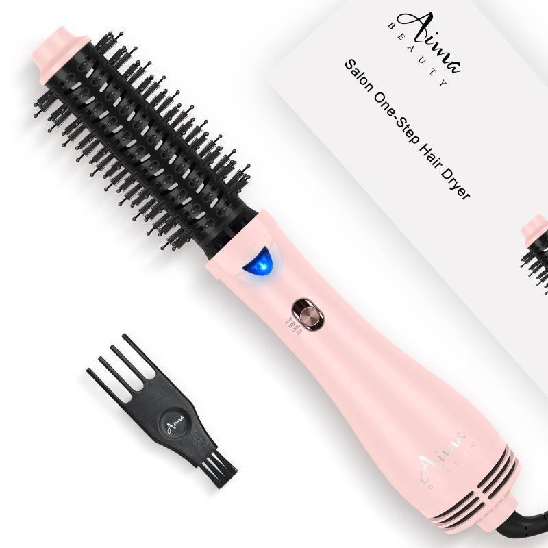 lot 24420 image: Hair Dryer Brush Blow Dryer Brush in one, Aima Beauty 1.25 Round Brush Blow Dryer Ionic Hot Air Brush Styler Volumizer with Ceramic Coating & Tufted Bristles for Smooth and Shiny Blowout, Pink - Retail $42