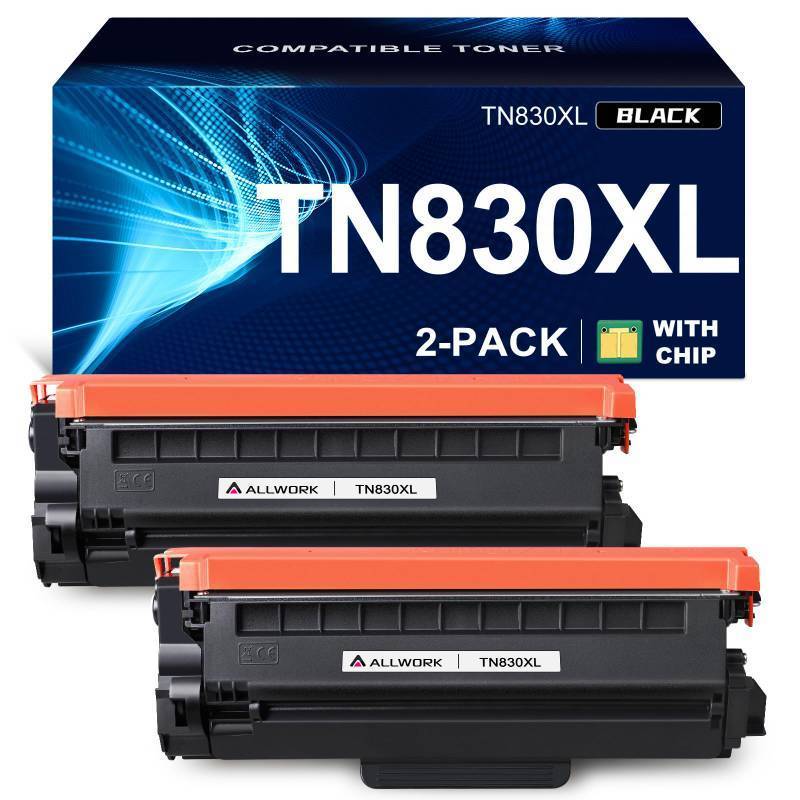 lot 24467 image: TN830XL Toner Cartridge Compatible Replacement for Brother DCP L2640DW L2647DW HL L2420DW L2460DW L2460DWXL L2465DW L2480DW L2865DW MFC L2820DW L2900DWXL L2980DW (2 Black) - Retail $40