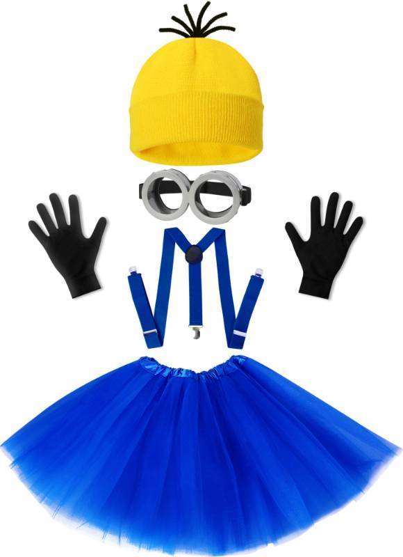 lot 30926 image: WISHTEN Halloween Costume for Adult Women,GogglesYellow BeanieBlue DressSuspendersGloves Halloween Costume Accessories (Gloves Not Included) - Retail $15