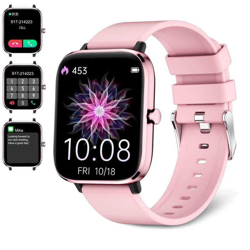 lot 30983 image: Smartwatch for Women - Call, Fitness Tracker, Heart Rate & Sleep Monitor, 1.69 Touch Screen, Waterproof - For Android & iPhone, Pink - Retail $20