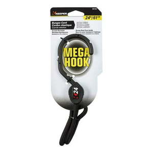 lot 14480 image: Keeper 6164 RubberSteel Black Hook Bungee Cord 0.315 Thickx24 L in. with Hook, 3 Pack