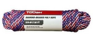 lot 14502 image: Grip red White Blue 50ft Poly Rope, 2 Pack