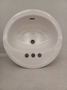 lot 14994 image: Round White Porcelain Bathroom Sink Basin