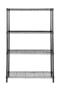 4 Tier Rack, Black, Approximately 35.5 W x 14 D x 55 H