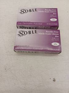 lot 15043 image: Noble Powder-Free Nitrile Exam Gloves Blue Small Size 200 Count