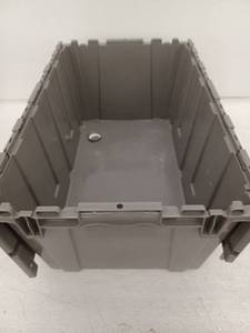lot 15066 image: Gray Industrial Storage Container with Lid