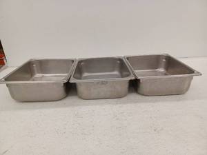 lot 15078 image: 3 Stainless Steel Commercial Food Service Steam Table Pans