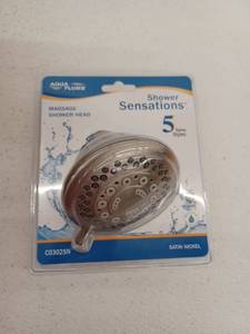 lot 15130 image: Shower Sensations 5 Spray Massage Shower Head, 12 Pack