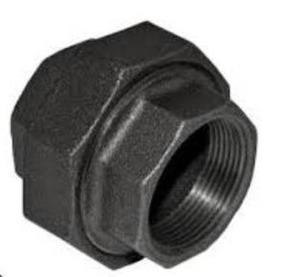 lot 15208 image: 2 Inch Black Malleable Iron Pipe Union Fitting, 12Pack