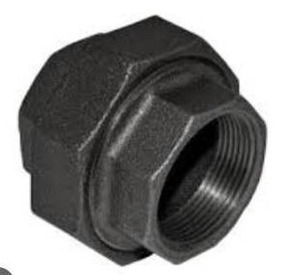lot 15210 image: 2 Inch Black Malleable Iron Pipe Union Fitting, 12Pack