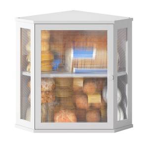 lot 23333 image: BMOSU Corner Bread Box for Kitchen Countertop Double Layer Bamboo Wooden Bread box Large Capacity Bread Storage Bin(White, Extra Large) - Retail $53
