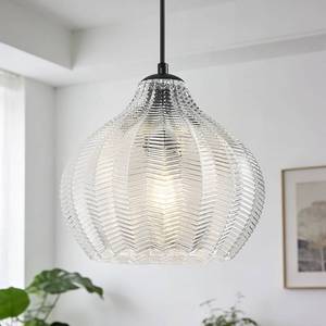 lot 23336 image: LBSQJ Clear Glass Pendant Lights Kitchen Island 1 Light 9.05 in Glass Globe Pendant Light Fixture Adjustable Modern Farmhouse Pendant Lighting for Bedroom Dining Room (1 Pack) - Retail $76