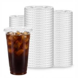 lot 23341 image: IMengjbang 200 Pcs Clear Flat Lids Plastic with Straw Slot Disposable PET Cup Lids Fits for 12 oz, 16 oz, 20 oz and 24 oz Cups for Summer Iced Coffee, Ice Cream, Slush, Milkshake, Party Supplies