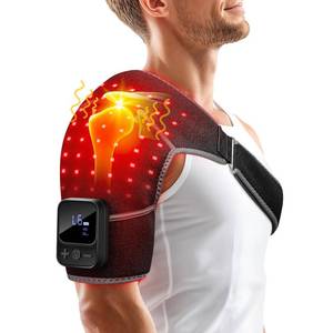 lot 23357 image: Red Light Therapy for Shoulder with Heat & Massage, 6 Modes 5000mAh Cord-Free Controller Infrared Light with 216 Beads 660nm & 850nm Portable Heated Shoulder Pad, Last 110-240mins - Retail $100