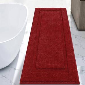 lot 23362 image: SHACOS Super Soft Bathroom Rugs 24x60 Long Christmas Bath Mats Runner Non Slip Washable Bath Rugs Carpets for Bathroom Floor Tub Shower Vanity Home Decor Accessories, Red 2x5 - Retail $31
