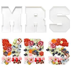 lot 24947 image: Valguri 10 Inch Plastic Fillable Letter for Charcuterie, Bridal Shower Party Table Centerpiece, Waterproof (MRS) - Retail $22