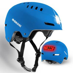 lot 24952 image: DKONI Smart Bike Helmet with USB Rechargeable Front & Back LED Light Adult Bicycle Helmets for Urban Commuter Cycling Scootering Skateboarding Skating(Small, Blue) - Retail $41