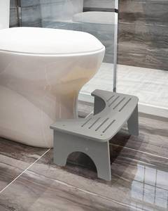 lot 24964 image: Bamboo Toilet Stool, 7 Toilet Stool Squat Adult, Non-Slip Poop Stool for Bathroom, Portable Squat Toilet Pooping Stool for Kids, Easy of Use and Clean - Improve Squatting Posture and Comfort (Grey) - Retail $21