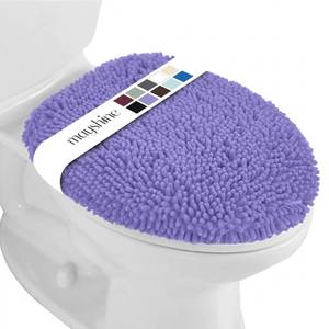 lot 24980 image: MAYSHINE Toilet Lid Cover - Lavender, Plush Oval Toilet Seat Covers for Bathroom, Machine Washable Elongated Toilet Cover Seat, Stretches up to 21x19 - Retail $23