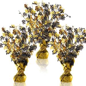 lot 24990 image: Giegxin 50th Anniversary Centerpiece Happy 50th Wedding Decorations Metallic Plastic Party Table Sign Gold Foil Anniversary Center Pieces for Reunion Party Accessory (3 Pcs) - Retail $18