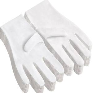 lot 24997 image: 12Pairs White Cotton Gloves for Eczema and Dry Hands - Breathable Work Glove Liners - Moisturizing SPA Soft Jewelry Inspection Gloves - Stretchy Fit Cloth Gloves for Most Women - Retail $10