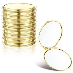lot 25000 image: Yalikop 8 Pcs Gold Compact Mirror Bulk, Metal Round Shell, 1x 2x Magnification Double Sided, Portable, Folding, Mini Travel Pocket Mirror for Women Girls Party Favor Bridesmaid Christmas Gifts - Retail $21