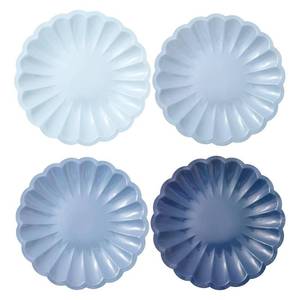 lot 26285 image: Whaline 48Pcs Dusty Blue Paper Plate 9 Inch Scalloped Disposable Plates Gradient Blue Appetizer Dessert Plates for Birthday Baby Shower Wedding Party Supplies Table Decor - Retail $17