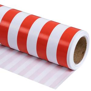 lot 26286 image: RUSPEPA Wrapping Paper - Mini Roll - Red and White Stripe Design Perfect for Wedding, Birthday, Baby Shower, Party - 17.5 Inch X 32.8 Feet - Retail $10