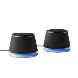 lot 26298 image: Amazon Basics Stereo 2.0 Speakers for PC or Laptop with Volume Control, 3.5mm Aux Input, USB-Powered, 1 Pair, Black - Retail $11